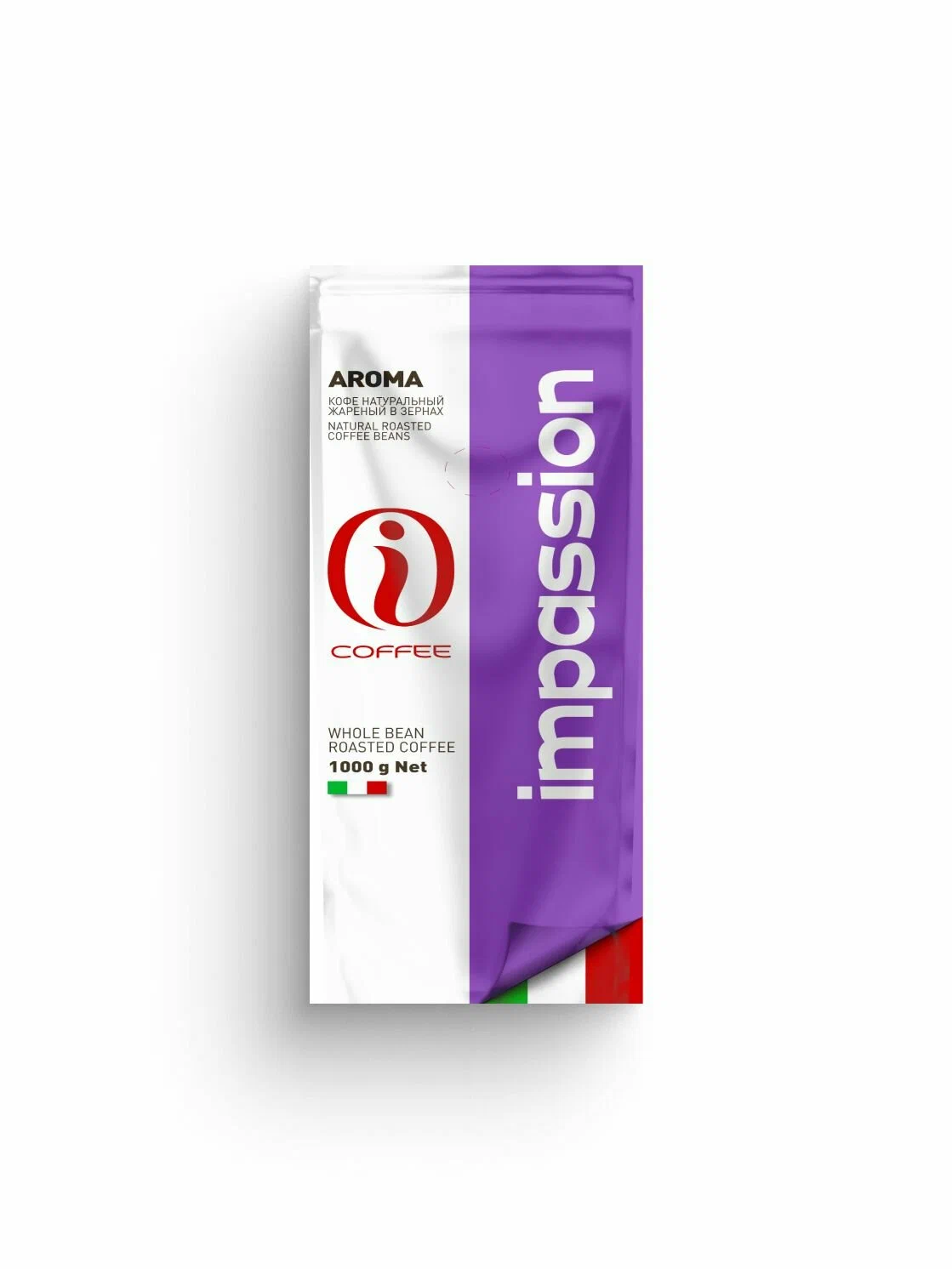 AROMA (90% арабика), средняя темная обжарка. Полнотелый